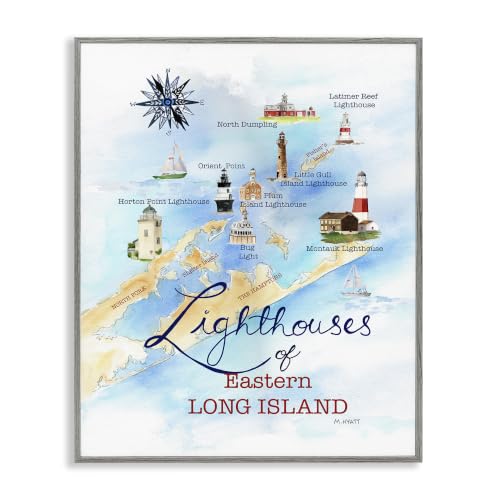 Stupell Industries 'Nautical Map of Eastern Long Island'| Framed Giclee Art