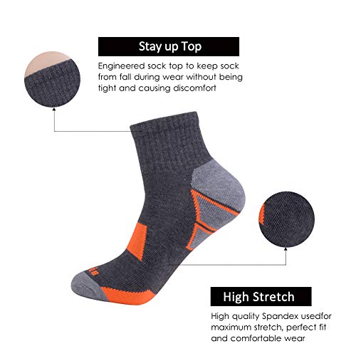 JOYNÉE Men's 6 Pack Athletic Performance Cushion Ankle Running Quarter Socks4