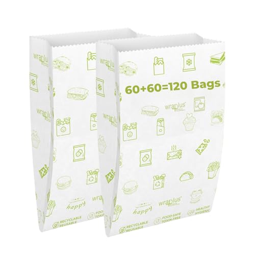Wraplus Premium Multi-Purpose Snack Bags With Sealing Stickers I snack bags I paper bags for food I paper bags |Multi-Purpose Paper Snack | Take Away,