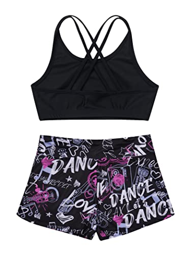 Kids Girls 2 Piece Gymnastics Dance Athletic Set Crop Tops with Booty Shorts Activewear Swimwear4