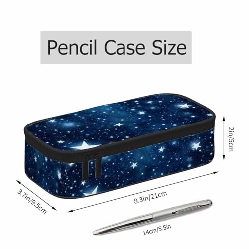 Image of Blue Stars Pencil Case Organizer Shiny Bright Universe Light Christmas Stationery Box Makeup Box School Supply for Boy Girl Men Women