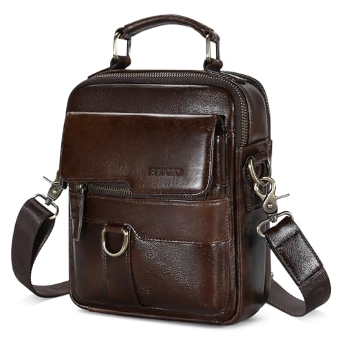 BAIGIO Bolso Bandolera de Piel para Hombre, Bolso de Hombro vintage, Bandolera para Trabajo, Viaje, Vida Cotidiana