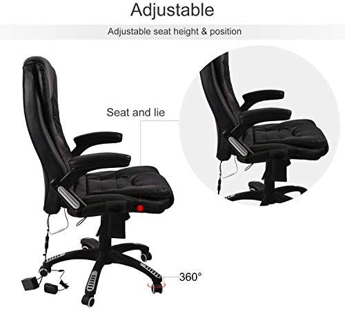 windaze Massage Chair Office Swivel Executive Ergonomic Heated Vibrating Chair for Computer Desk(Black)