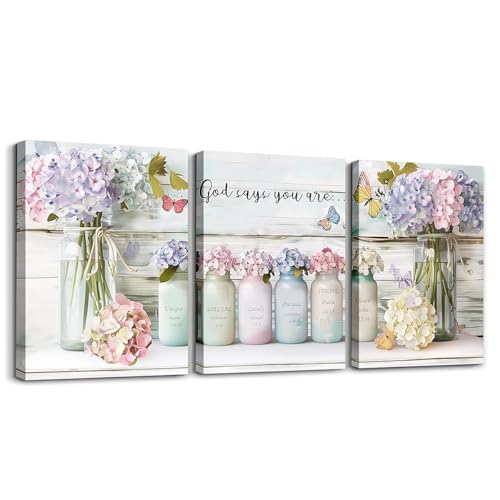 Tableau verset de la Bible avec fleurs pour le salon et la chambre