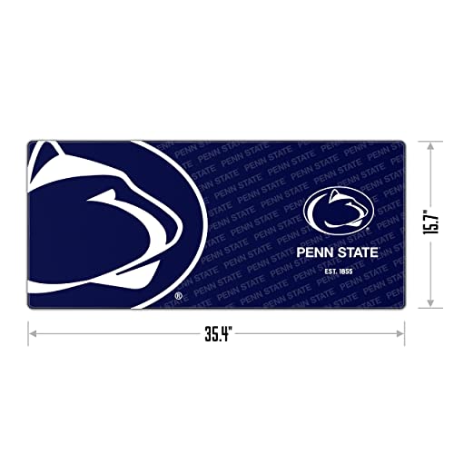 Image of YouTheFan NCAA Penn State Nittany Lions Logo Series Desk Pad | Water And Stain Resistant, Heavy-Duty Non-Slip Rubber Backing, Stitched Edge, Fits Under Mouse, Computer And Keyboard