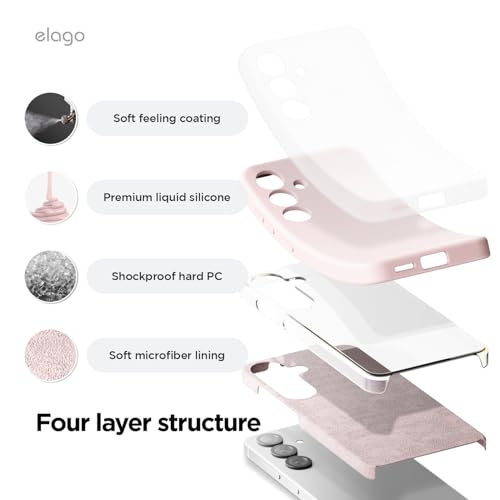 Image of elago Compatible with Samsung Galaxy S25 Plus Case, Liquid Silicone Case, Full Body Protective Cover, Shockproof, Slim Phone Case, Anti-Scratch Soft Microfiber Lining, 6.7 inch (Lovely Pink)