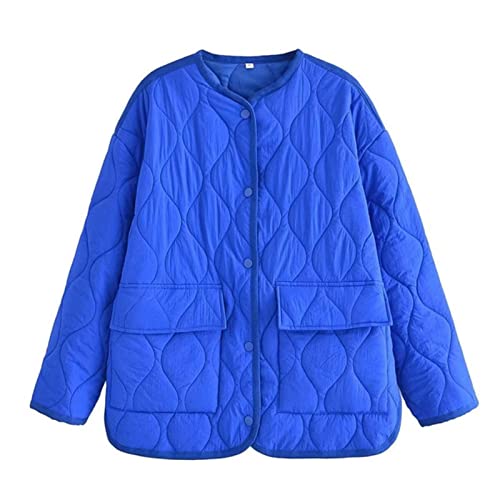 Manteau veste rembourré boucle cachée style vintage chic pour femme bleu M