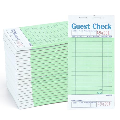 Guest checks server note pads, 48-pack with bottom receipt