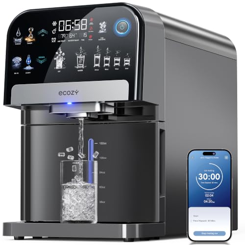 Image of ecozy Nugget Ice Maker Dispenser Countertop, 2-in-1 Pebble Ice Machine & Water Dispenser with App Control, Sonic Crushed Ice Makers with Self-Cleaning, TDS Monitor, Measured Dispensing, 33 Lbs /Day