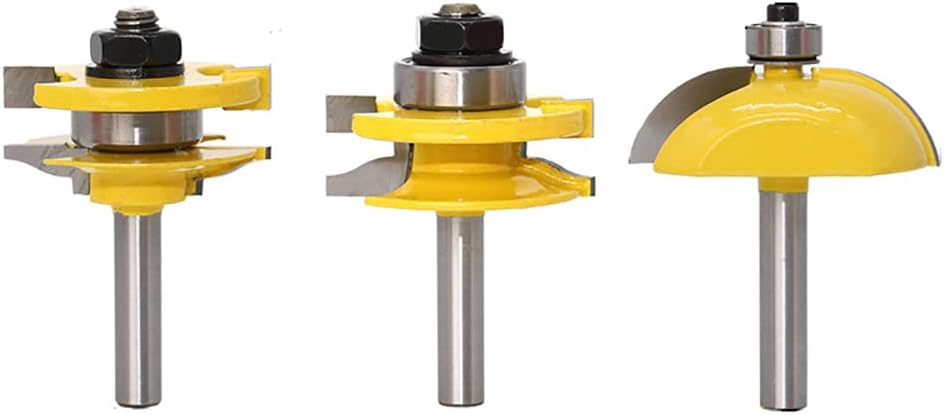 3PCS Raised Panel Cabinet Door Router Bit Set 8mm Shank, Woodworking Tools Joint Router Bits for Table, Drawer or Cabinet Edges