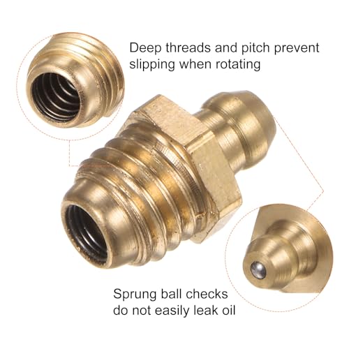 Image of HARFINGTON 15pcs Brass Straight Grease Fitting M12x1.5mm Metric Thread Hydraulic Grease Nipple Accessories for Car