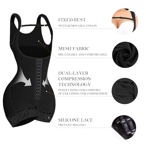 YIANNA Fajas Colombianas Shapewear for Women Tummy Control Butt Lifter with Zipper Crotch Postpartum Body Shaper3