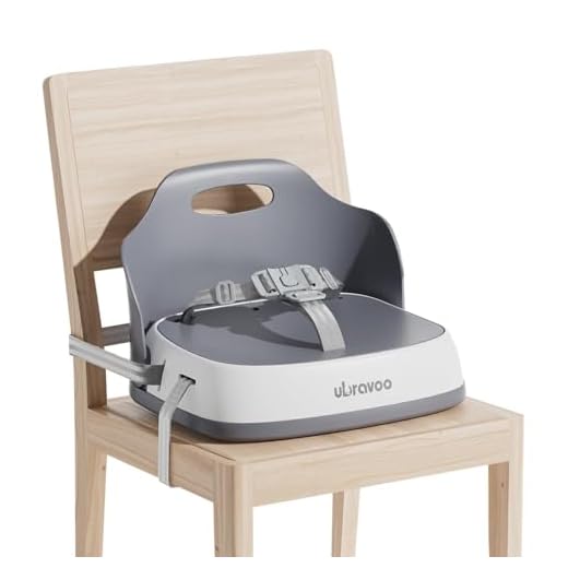 UBRAVOO Baby Booster Seats, Portable High Chairs for Babies and Toddlers, HighChair for Baby from 6 Months to 3 Years, Sitting Up to 15 kg (Grey)