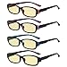Eyekepper 4 Pack Computer Reading Glasses Women - Spring Hinge Ladies Blue Light Blocking Readers Yellow Tinted +0.50