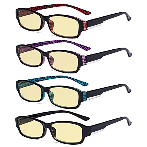 Image of Eyekepper 4-pack Blue Light Blocking Glasses for Women Yellow Tinted