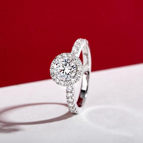 D Color and VVS Clarity Lab Grown Diamond Engagement Ring for Women, 14K Solid White Gold, 1.588 Carats (0.9cttw Center Diamond and 0.688cttw Side Diamonds)2