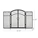 Kinsive Iron Folding Fireplace Screen with Two Doors and Tool Set, Modern Design, Matte Black Finish