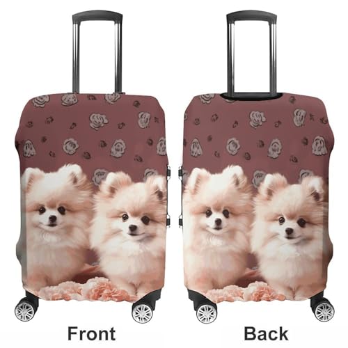 Pomeranians Puppies And Point Printed Luggage Cover Protector, Fits 18-32 Inch Luggage3