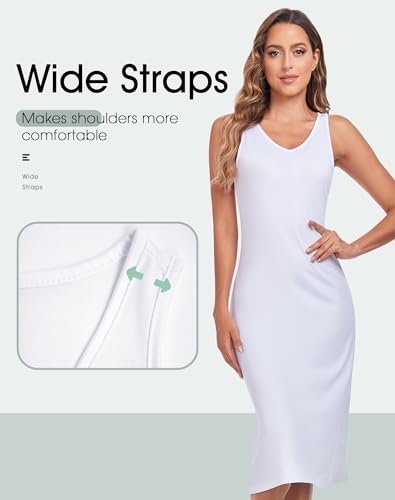 Image of MANCYFIT Full Slip for Women Under Dress Non-Cling Long Underdress | Wide straps, full length, anti-static layer, S-3XL, smooth modesty slip for sheer dresses