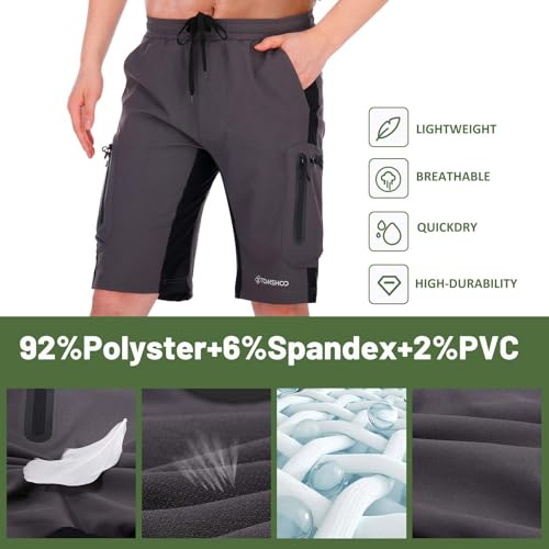 TOMSHOO Shorts de mountain bike, shorts casuais de ciclismo MTB com bolsos com zíper, material respi
