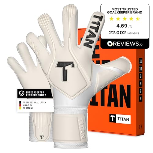 T1TAN Legend White-out Guantes de Portero para Entrenamiento y Partido, niños y Adultos, Guantes Profesionales, con protección para los Dedos, Talla 9