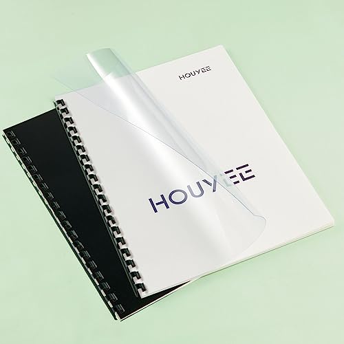 HOUYEE 180 Pack Binding Covers Set: 60 Pcs 3/8 Inch Black Binding Combs, 8.5x11 Inches, 60 Pcs 10 Mil Clear Binding Covers, 60 Pcs 12Mil Black Sand Texture, Letter Size