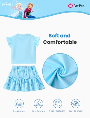 Image of Disney Frozen Elsa Minnie Mouse Stitch Princess Girls' Skirt Sets Ruffle Short Sleeve Clothes 2pcs Outfits Summer Dress 2-9Y