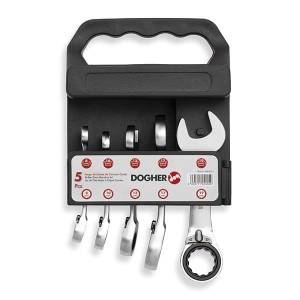 Clés à cliquet rev courtes Dogher 459-015 jeu de 5 pièces pour moteur