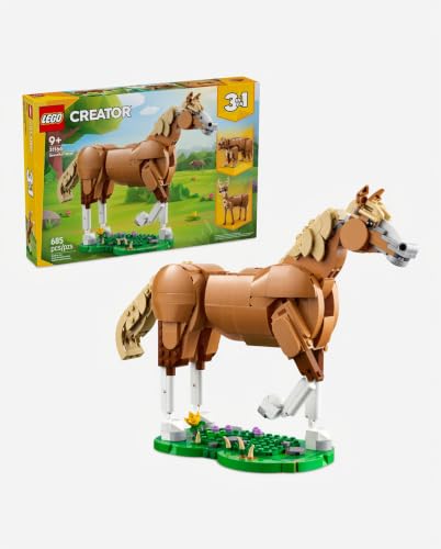 LEGO Creator 3 in 1 Beautiful Horse Building Toy for Kids - Building Blocks & Learning Toy for Girls & Boys, Ages 9+, Create a Horse, Bear, or Deer Toy with 1 Set - Gift for Birthdays - 31166