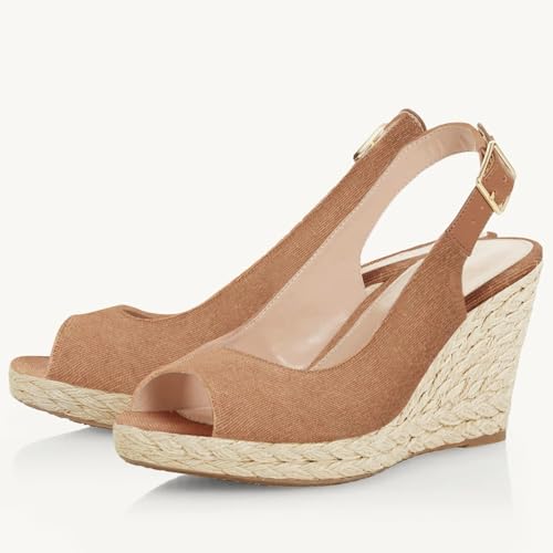 Image of Juliet Holy Womens Wedge Sandals Peep Toe Espadrilles Platform Ankle Strap Slingback Comfort Summer Dressy Shoes