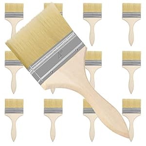 Kurtzy 12 Pak Verfkwasten – Kwastkop 101,6mm & Totale Kwast Maat 21,5cm – Geschikt Vieze Klusjes die Chip Painting, Siliconen, Gesso, Stainen, Vernissen en Lijmen Bevatten