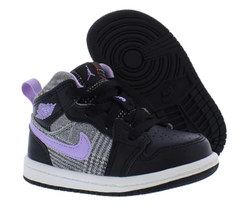 Jordan Baby Girl's 1 Mid (Toddler) Black/Lilac/White/Metallic Silver 5 Toddler M4