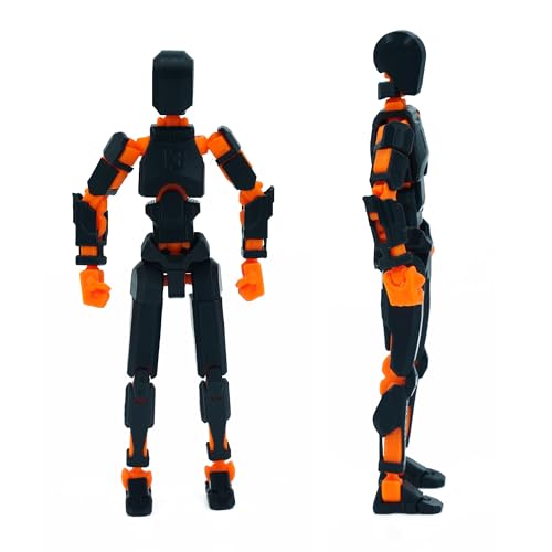 Image of Dummy 13 Action Figure Robot | Fully Articulated 3D Printed Robot Toy | 5.4-inch Collectible Figurine | Matte Finish| Unassembeled (Black-Orange)