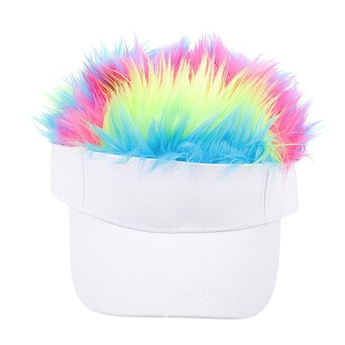 Healeved Wig Baseball Hat for Men and Women Sun Protection Cap for Stylish Outdoor Events Lightweight and Portable Design for Travel and Cosplay White