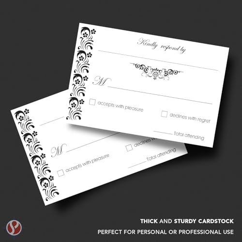 Cartões de devolução de casamento RSVP tamanho 4 x 6 com envelopes A6 - 50 por pacote