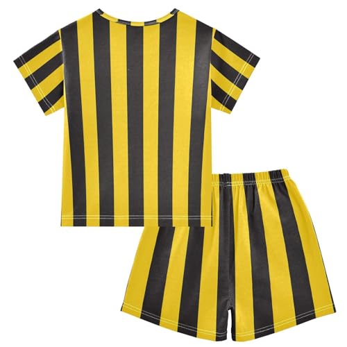 senya Short Sleeve Pajamas Sets Summer Cotton Sleepwear Yellowand Black Stripe2