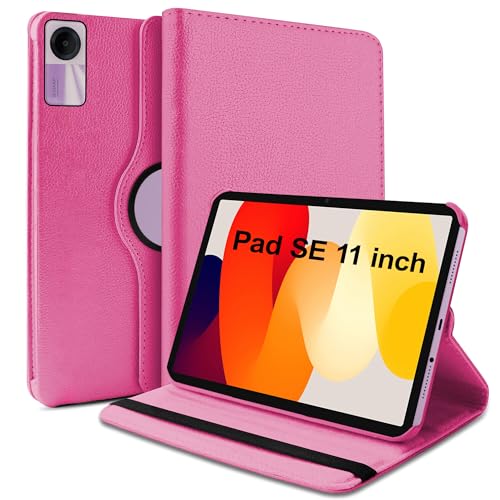 Image of TGK Rotating Cover for Redmi Pad SE 11 inch 360 Degree Leather Flip Case (Hot Pink)