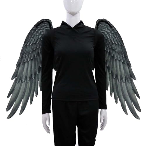 Engel Teufel 3D Große Flügel Krone Set Halloween Ostern Karneval Weihnachten Party Leistung Requisite für Männer Frauen Cosplay Zubehör (Black)