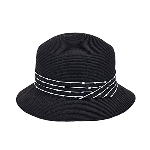 Chapeau de soleil en paille à bord large pour femme, taille M 56-58cm
