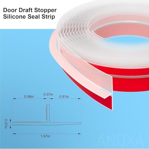 Image of ANOXA T-Shaped Clear Silicone Seal Strip, Weather Stripping Door Seal Strip for Door & Windows Gaps, Under Door Draft Stopper Silicone & Self-Adhesive Weatherstrip (3 Meter) (Transparent)