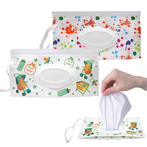 DBOO Paquete de 2 dispensadores de toallitas húmedas, contenedor de viaje extra grande de 10x6 pulgadas, bolsa de toallitas húmedas, dispensador de toallitas húmedas para bebés y adultos