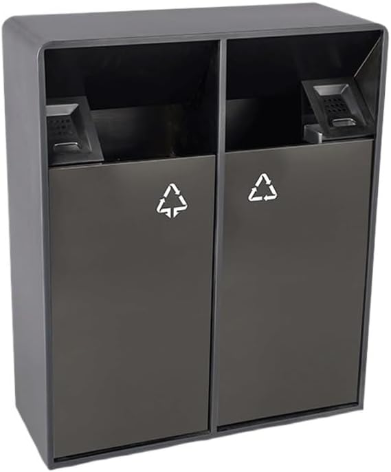 Garden Furniture Trash Can 38L/80L Indoor/Outdoor Trash Can Double Barrels Square Metal Trash Can, Modern Household Commercial Large Trash Can Outside Trash Bin for Patio (One Color