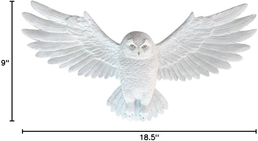Faux Flying Owl Wall Mount | The Owlfred | Faux Taxidermy Flying Owl Head Wall Mount | Fake Owl Mounted Statue Art | It's a Hoot (Owl White)