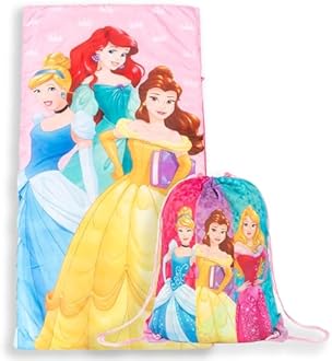 Jay Franco Disney Princess Trip Slumber Sack - Cozy & Warm Kids Lightweight Slumber Bag/Sleeping Bag - Featuring Ariel, Belle, and Cinderella