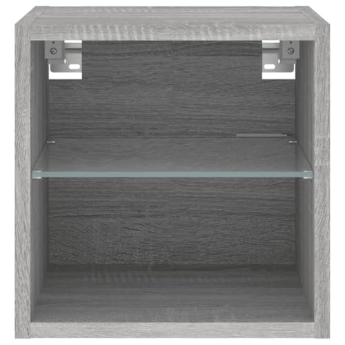 Rangement multimédia Sonoma gris avec éclairage LED pour séjour - 7