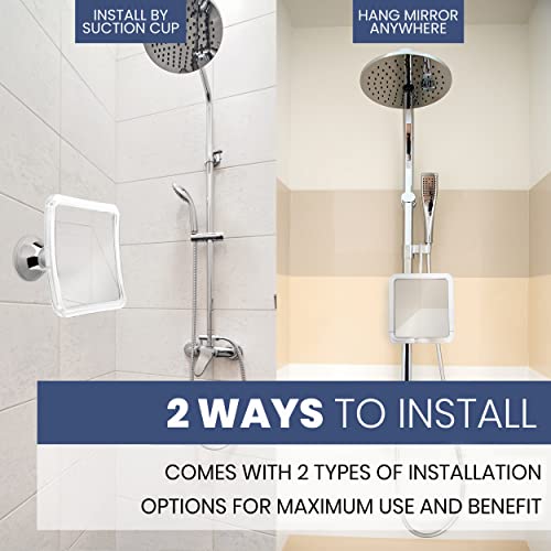 Mirrorvana Fogless Shower Mirror For Shaving With Upgraded Suction-Cup, 1X Magnifying, 6.3 X 6.3 Inch (Translucent Frame, Grey Suction) #TOP3