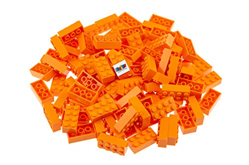 Strictly Briks Classic Briks - Bausteine-Set für kreatives Spielen - 100% kompatibel mit Allen führenden Bausteinmarken - 2 x 4 Noppen - Orange - 96-teiliges Set