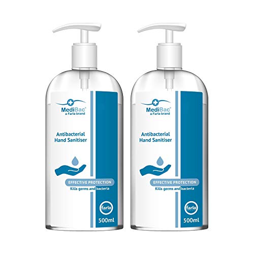 MediBac Antibacterial Hand Sanitiser Gel | 75% Alcohol | Pump Bottle | 500ml - Pack of 2