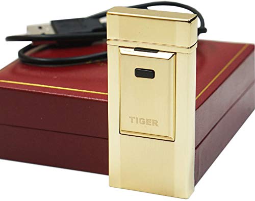 Unishow Â® Tiger USB Rechargeable Flameless Cigarette Metal Electronic Lighter in Gift Box (Gold)
