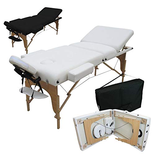Vivezen ® Table de massage 13 cm pliante 3 zones en bois avec panneau Reiki + Accessoires et housse de transport - 2 coloris - Norme CE